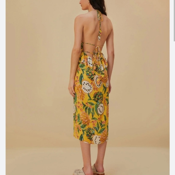 Farm Rio Yellow Biriba Midi Sleeveless Dress - Picture 2 of 16